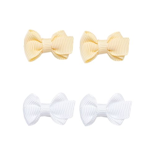 Kit de Lacinhos de Cabelo Bebê Gorgurão - BCO/AMARELO PÓ