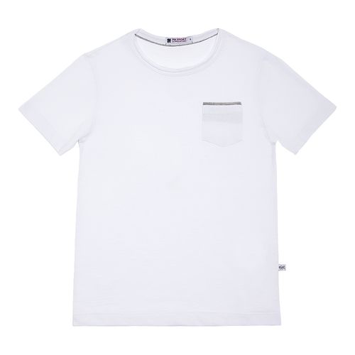 Camiseta Infantil Masculina Manga Curta Comfort Jet com Bolso - BRANCO