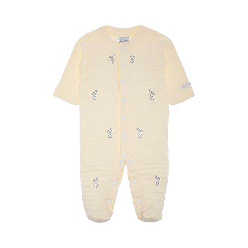 Macacão de Bebê Masculino Longo Tricot Jetty Bordado Coelhos - AMARELO