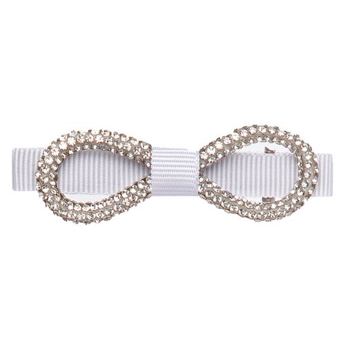 Presilha de Cabelo Infantil Gorgurão com Detalhe Strass - BRANCO