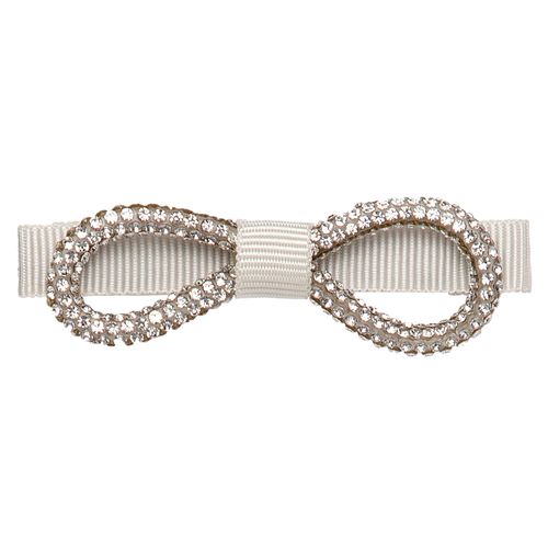 Presilha de Cabelo Infantil Gorgurão com Detalhe Strass - OFF WHITE