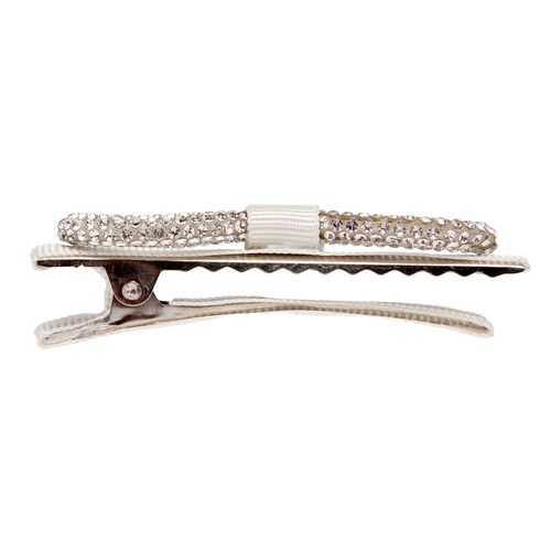 Presilha de Cabelo Infantil Gorgurão com Detalhe Strass - OFF WHITE