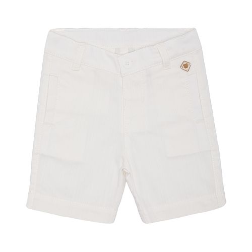 Bermuda de Bebê Masculina Sarja Maquinetada com Bolso - BRANCO