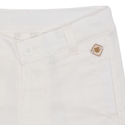 Bermuda de Bebê Masculina Sarja Maquinetada com Bolso - BRANCO
