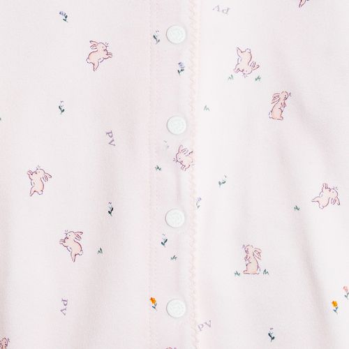 Macacão de Bebê Feminino Curto Algodão Egípcio Coelhos - ROSA