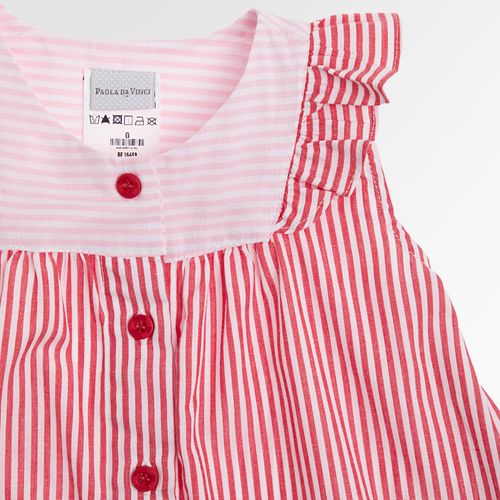 Vestido de Bebê Feminino Listrado Color Godê - VERMELHO