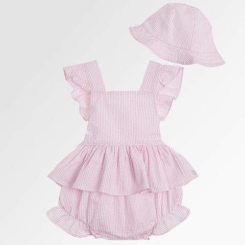 Banho de Sol de Bebê Feminino Anarruga Listrado - ROSA BEBE
