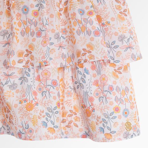 Saia Infantil Feminina Midi Algodão Egípcio Estampa Jardim - SALMON
