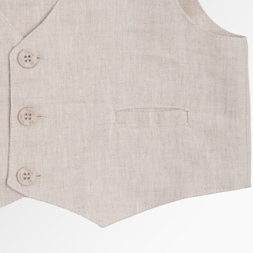 Colete Infantil Masculino Puro Linho com Bolso - NATURAL