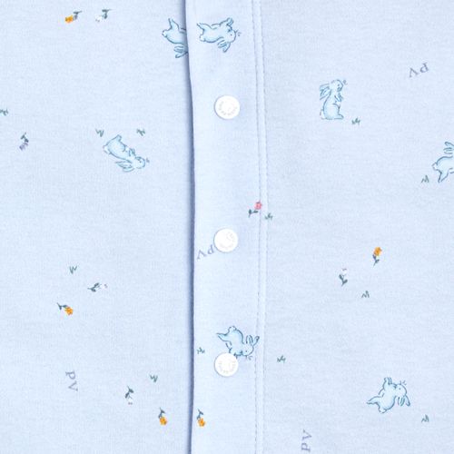 Macacão de Bebê Masculino Curto Algodão Egípcio Coelhos - AZUL