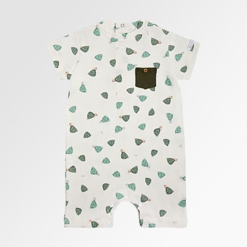 Macacão de Bebê Masculino Curto Algodão Egípcio Tartarugas - VERDE