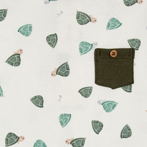 Macacão de Bebê Masculino Curto Algodão Egípcio Tartarugas - VERDE