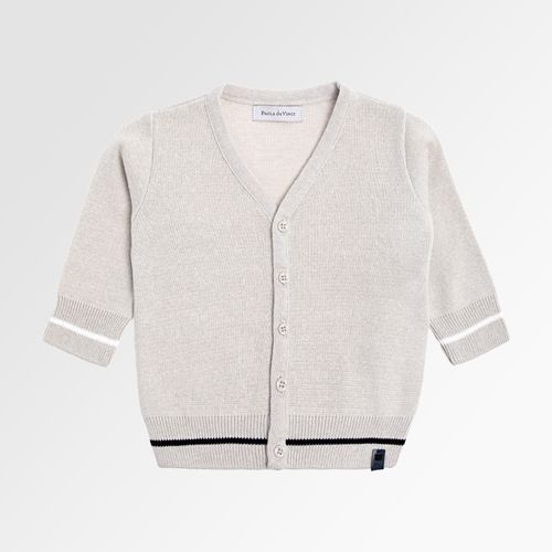 Cardigan de Bebê Masculino Tricot com Listras - CINZA