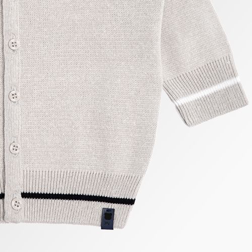 Cardigan de Bebê Masculino Tricot com Listras - CINZA