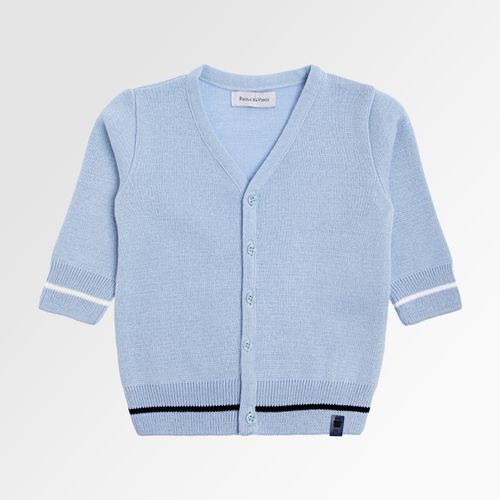 Cardigan de Bebê Masculino Tricot com Listras - AZUL BLUE SKY