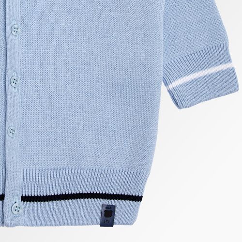 Cardigan de Bebê Masculino Tricot com Listras - AZUL BLUE SKY