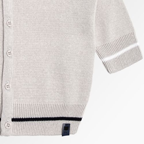 Cardigan Infantil Masculino Tricot com Listras - CINZA