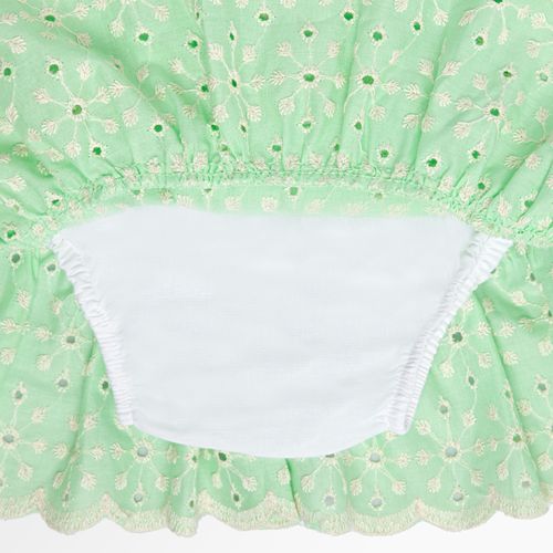 Saia de Bebê Feminina Laise Bordado Margaridas - VERDE
