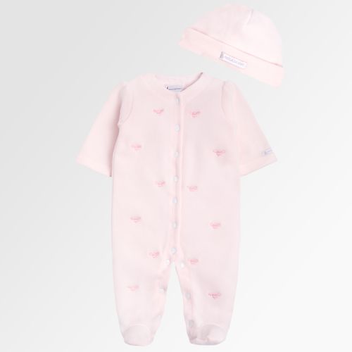 Macacão de Bebê Feminino Longo Microsoft Bordado Abelhas - ROSA