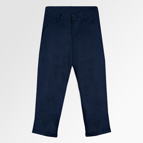 Calça Infantil Masculina Puro Linho com Bolso - AZUL MARINHO
