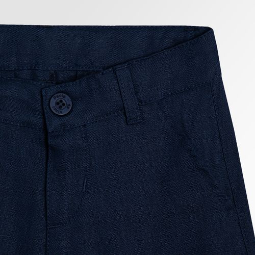 Calça Infantil Masculina Puro Linho com Bolso - AZUL MARINHO