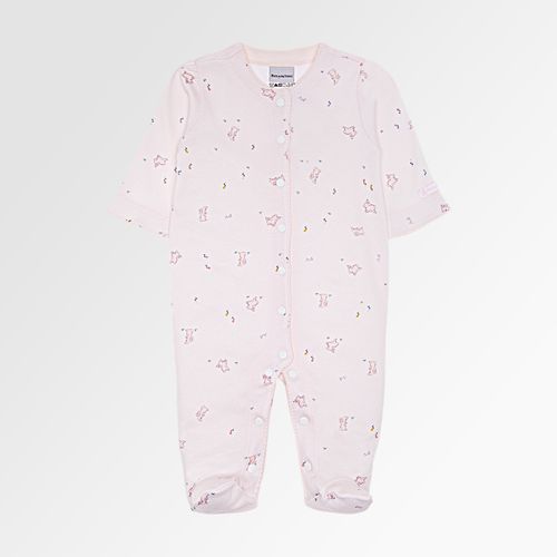 Macacão de Bebê Feminino Longo Algodão Egípcio Coelhos - ROSA