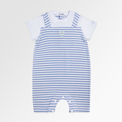 Macacão de Bebê Masculino Curto Listrado Resort com Alças - AZUL BEBE