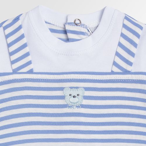 Macacão de Bebê Masculino Curto Listrado Resort com Alças - AZUL BEBE