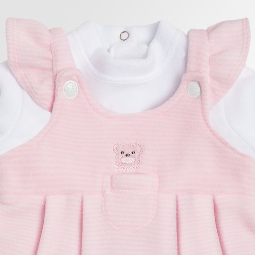 Macacão de Bebê Feminino Longo Microsoft Jardineira - ROSA