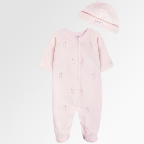 Macacão de Bebê Feminino Longo Microsoft Bordado Bailarina - ROSA BEBE