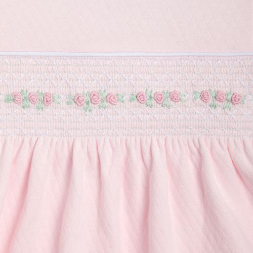 Macacão Vestido de Bebê Feminino Dadinho Ponto Smock - ROSA