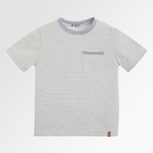 Camiseta Infantil Masculina Manga Curta Listrada Bay com Bolso - CINZA
