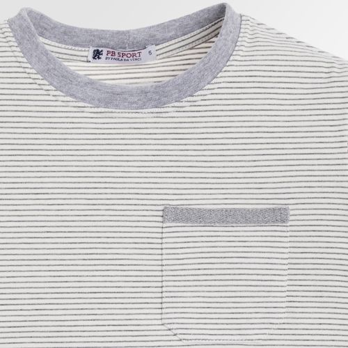 Camiseta Infantil Masculina Manga Curta Listrada Bay com Bolso - CINZA
