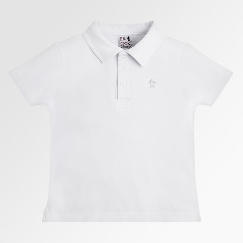 Camiseta Polo Infantil Masculina Manga Curta Piquet Pima - BRANCO
