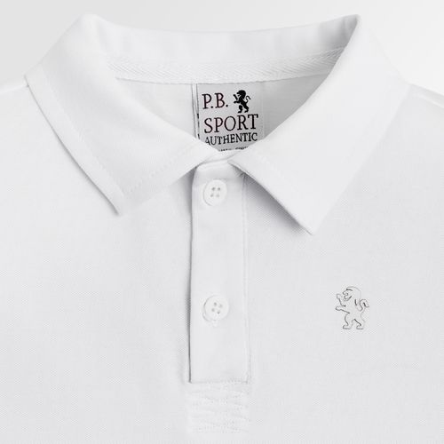 Camiseta Polo Infantil Masculina Manga Curta Piquet Pima - BRANCO
