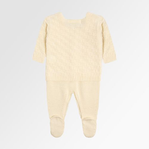 Saída de Maternidade Unissex Tricot Quadriculado - AMARELO PÓ