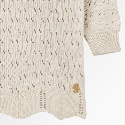 Blusa Tricot de Bebê Feminina Manga Longa Rendada - BEGE NINIVE