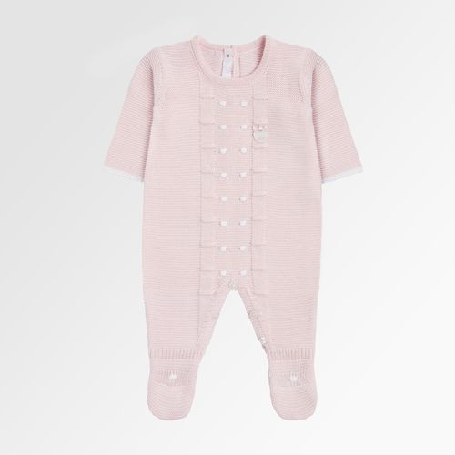 Saída de Maternidade Tricot Bordado Poás - ROSA PASTEL