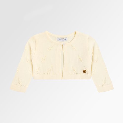Bolero Tricot de Bebê Feminino Ponto Pipoca - AMARELO PÓ