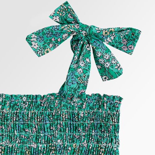 Vestido de Bebê Feminino Algodão Egípcio Estampa Picnic - VERDE