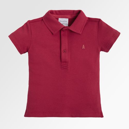 Camiseta Polo de Bebê Masculina Manga Curta Piquet Conf - VERMELHO