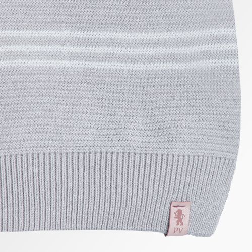 Blusa Tricot Infantil Masculina Manga Longa Listrada com Bolso - CINZA