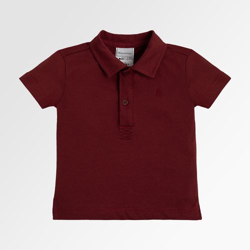 Camiseta Polo de Bebê Masculina Malha Pima Manga Curta - BORDO