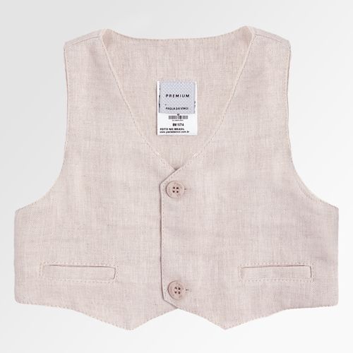 Colete de Bebê Masculino Puro Linho com Bolso - NATURAL