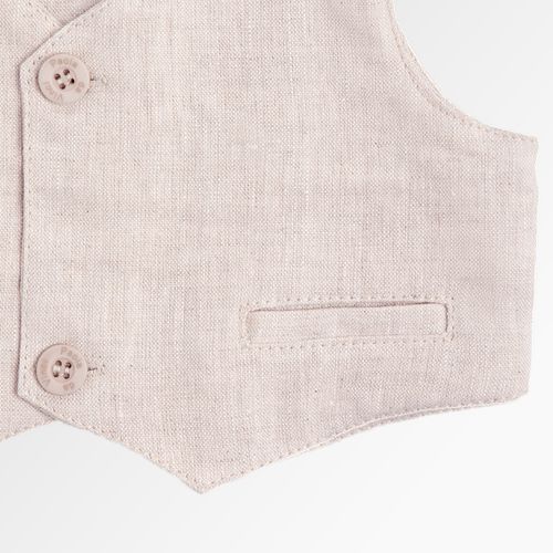 Colete de Bebê Masculino Puro Linho com Bolso - NATURAL