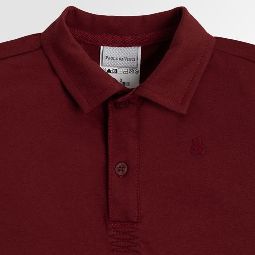 Camiseta Polo de Bebê Masculina Malha Pima Manga Curta - BORDO