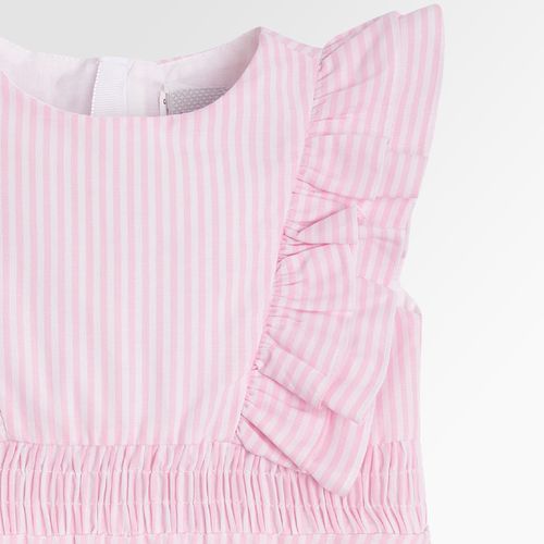 Vestido de Bebê Feminino Listrado Color com Lastex - ROSA