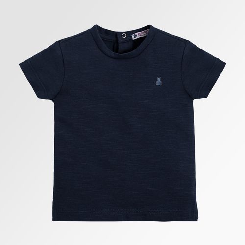 Camiseta de Bebê Masculina Manga Curta Malha Flamê - AZUL MARINHO