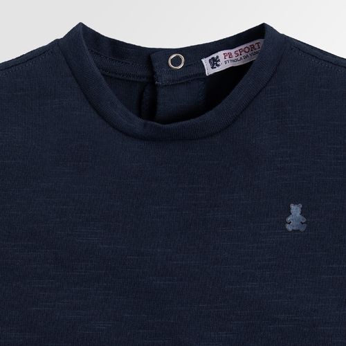 Camiseta de Bebê Masculina Manga Curta Malha Flamê - AZUL MARINHO