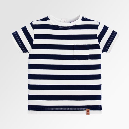 Camiseta de Bebê Masculina Manga Curta Comfy com Bolso - AZUL MARINHO